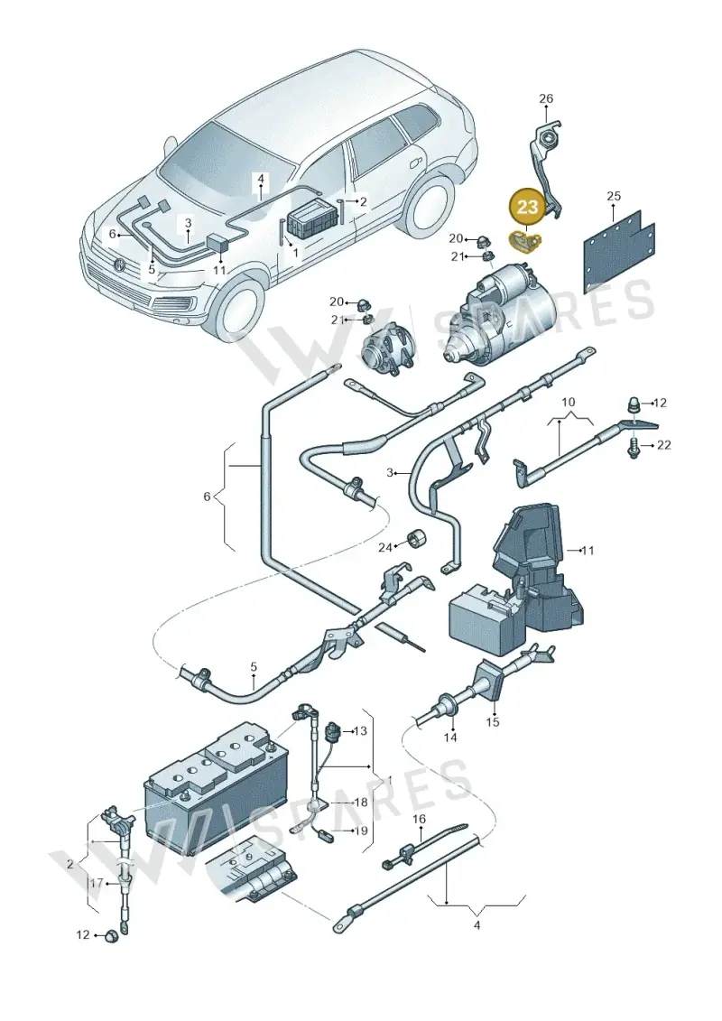 7P0971883 — Volkswagen Touareg BlueMotion (2014-2018) diagram 693971040, position 23