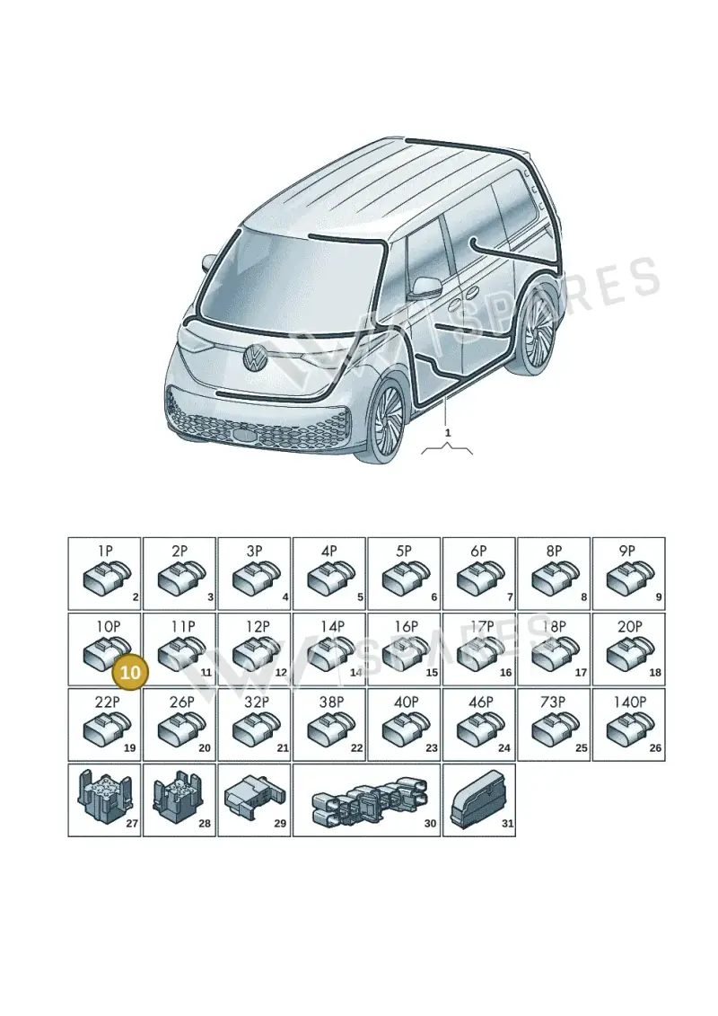 7P0972725A — Volkswagen ID. Buzz (2022-2025) diagram 15a972000, position 10
