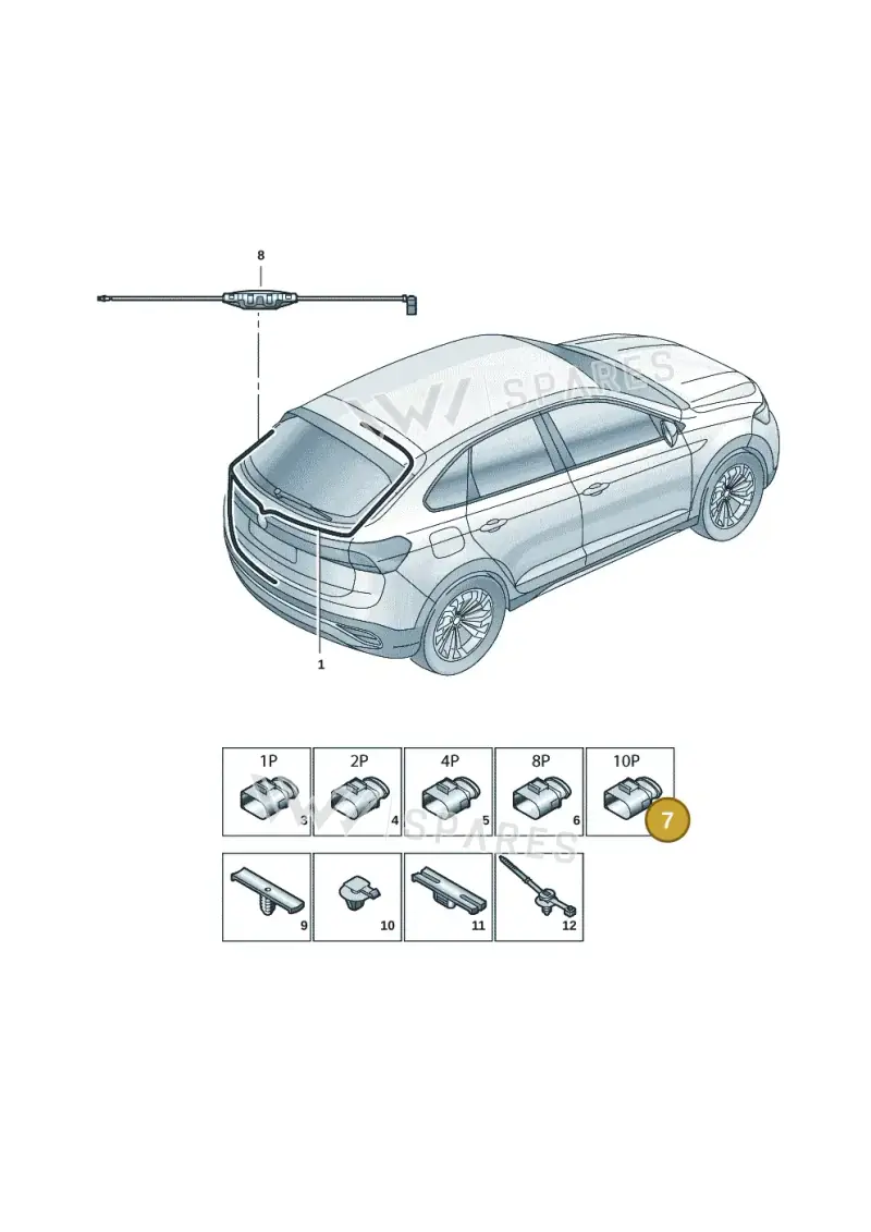 7P0972725B — Volkswagen Taigo (2021-2025) diagram 2f0972050, position 7
