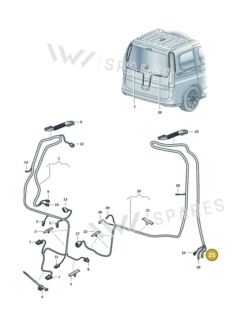 7P0972725B — Volkswagen Caddy Maxi (2020-2025) diagram 2ka972080, position 25