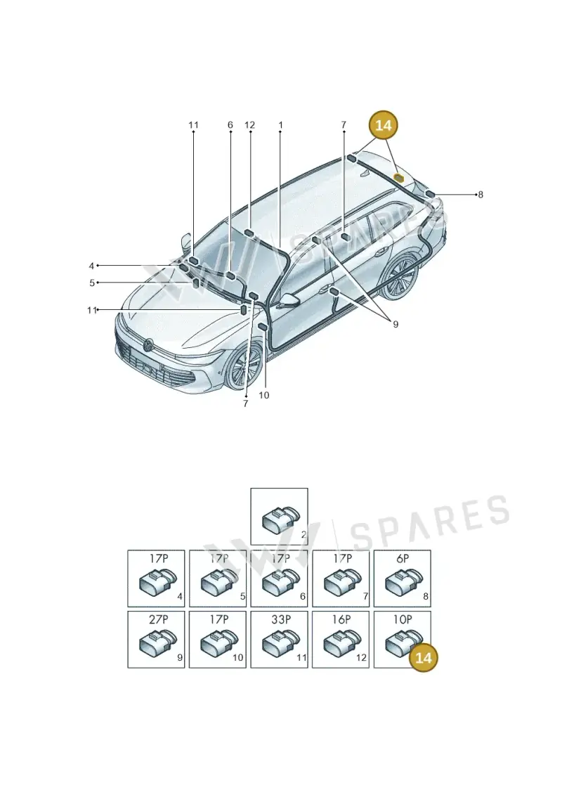 7P0972735B — Volkswagen Passat estate (2023-) diagram 3j0972000, position 14
