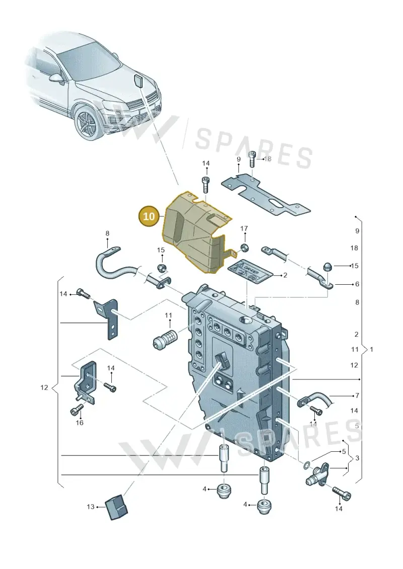 7P0972837 — Volkswagen Touareg BlueMotion (2014-2018) diagram 787901250, position 10