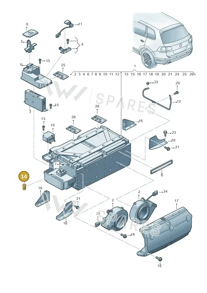 7P0972982DH — Volkswagen Touareg (2014-2018) diagram 787901500, position 14