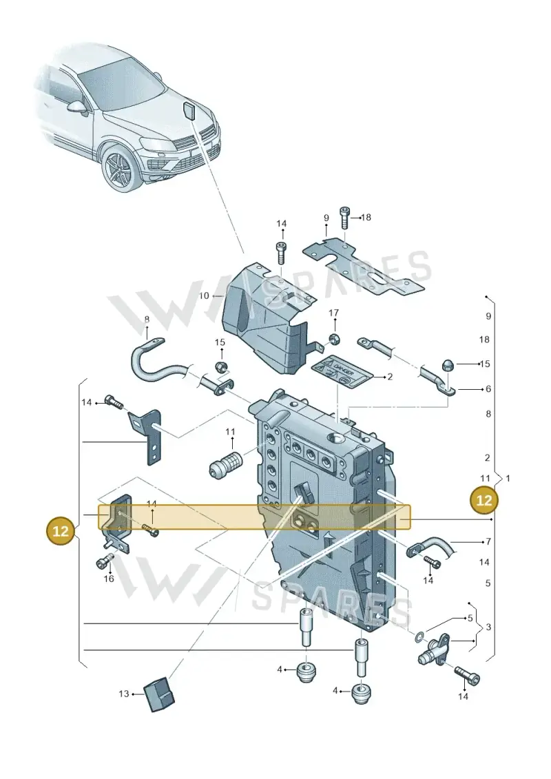 7P0998070 — Volkswagen Touareg BlueMotion (2014-2018) diagram 787901250, position 12