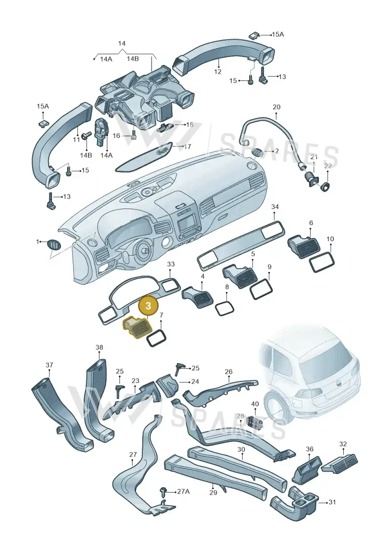 7P1819703BUBN — Volkswagen Touareg BlueMotion (2014-2018) diagram 693820130, position 3