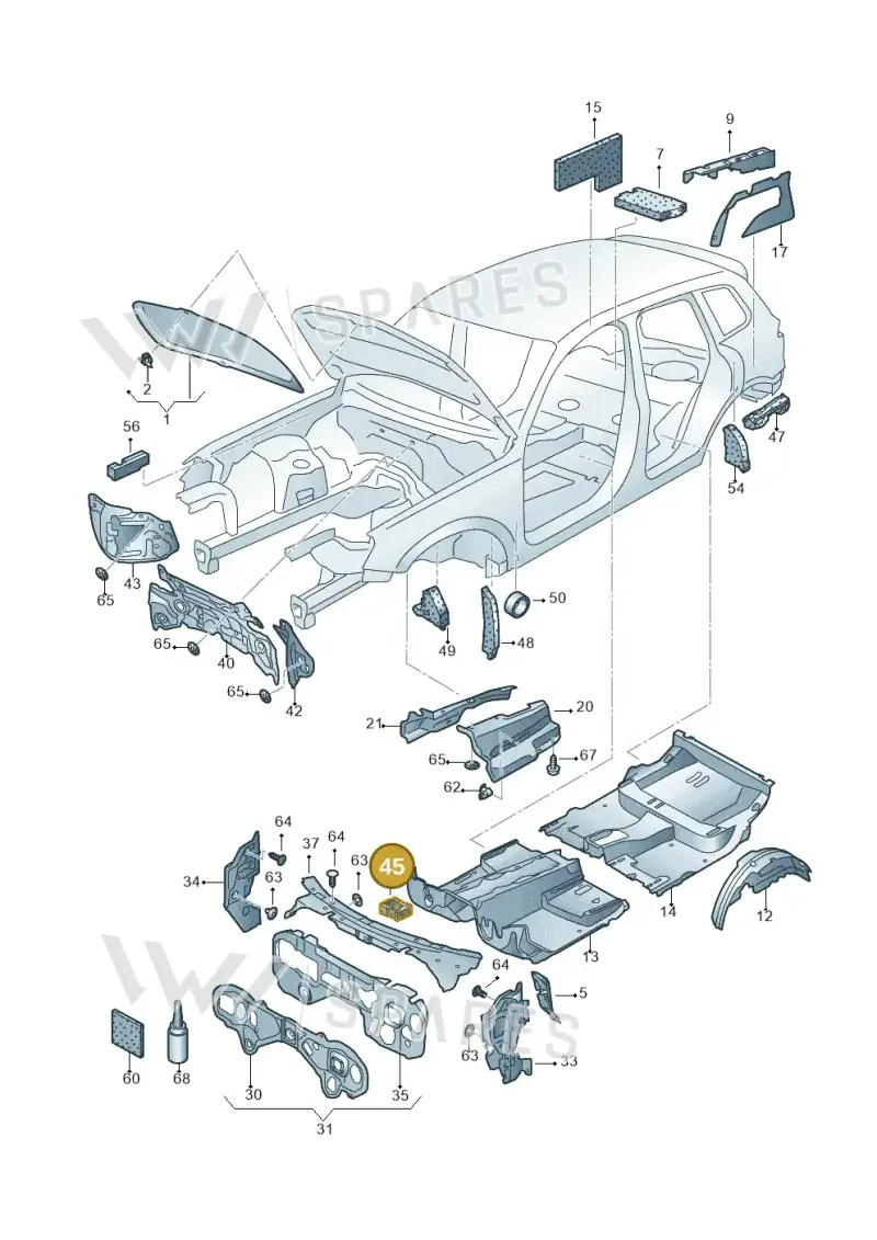 7P2864231A — Volkswagen Touareg BlueMotion (2014-2018) diagram 787863200, position 45