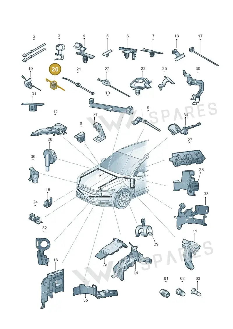 7P5957818 — Volkswagen Passat saloon (2014-2024) diagram 793971820, position 20