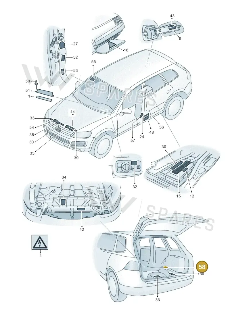 7P6010001C — Volkswagen Touareg BlueMotion (2014-2018) diagram 787010000, position 58