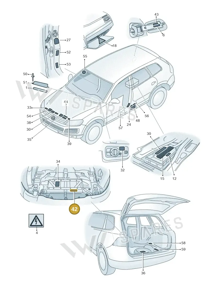 7P6010724K — Volkswagen Touareg BlueMotion (2014-2018) diagram 787010000, position 42