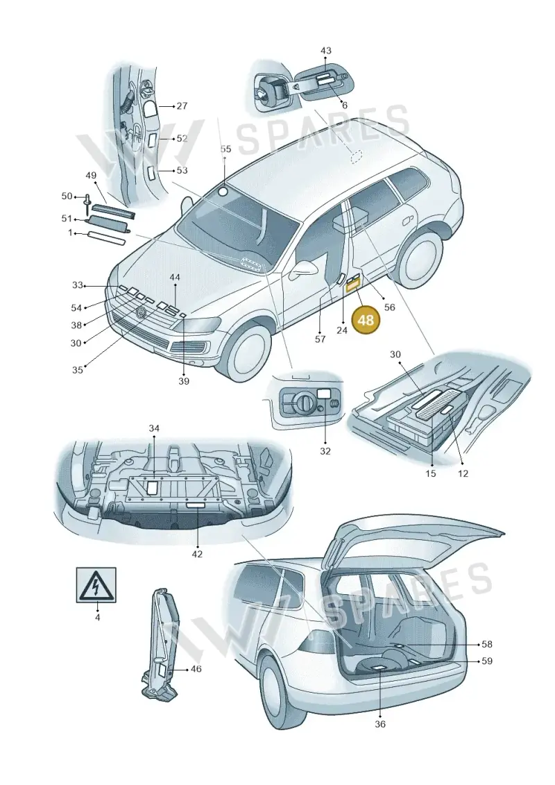 7P6010780M — Volkswagen Touareg (2010-2012) diagram 693010000, position 48