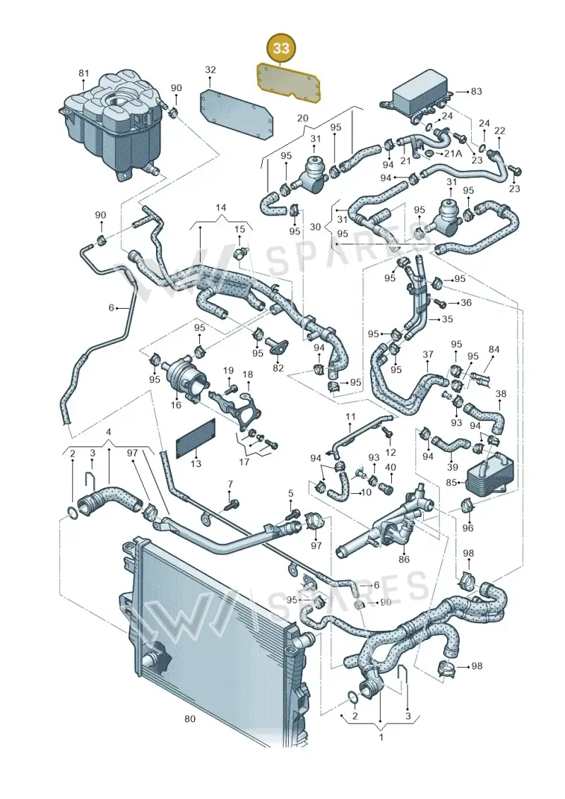 7P6121653B — Volkswagen Touareg BlueMotion (2014-2018) diagram 693121400, position 33