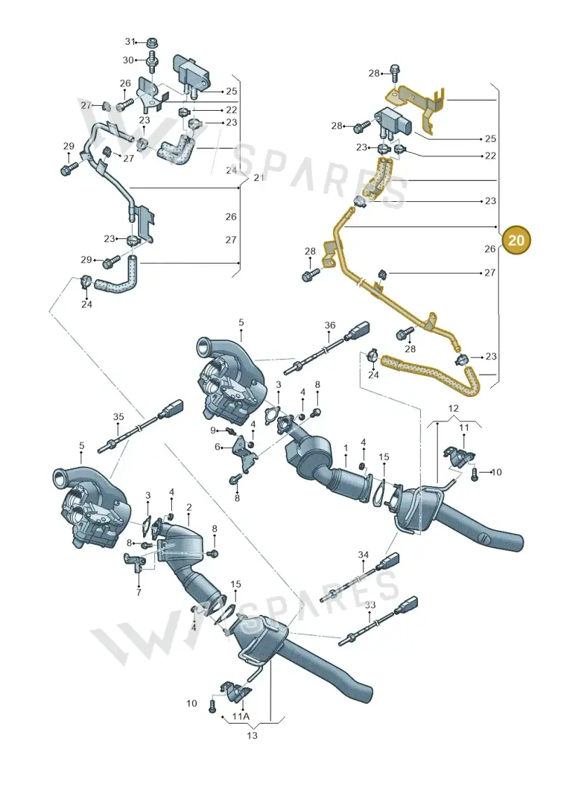 7P6131553 — Volkswagen Touareg BlueMotion (2014-2018) diagram 693253650, position 20