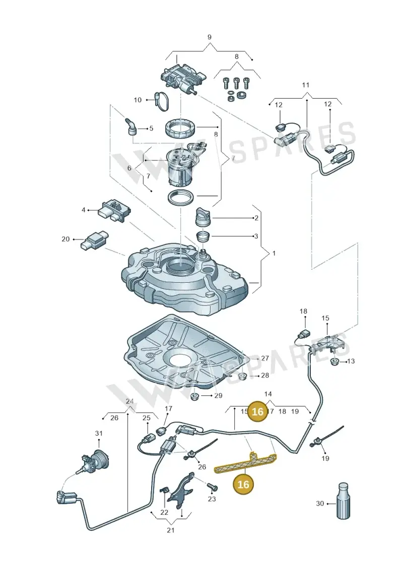 7P6131713C — Volkswagen Touareg BlueMotion (2014-2018) diagram 787253740, position 16