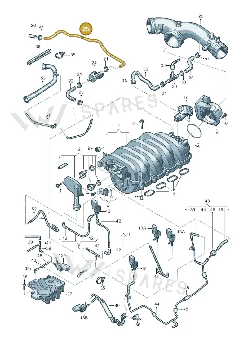 7P6133352A — Volkswagen Touareg BlueMotion (2014-2018) diagram 693133600, position 25