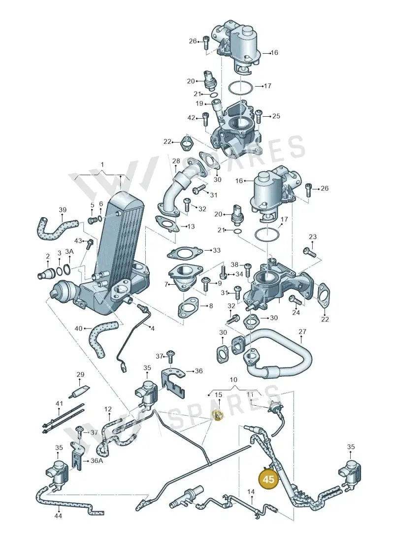 7P6133798B — Volkswagen Touareg BlueMotion (2014-2018) diagram 693131500, position 45