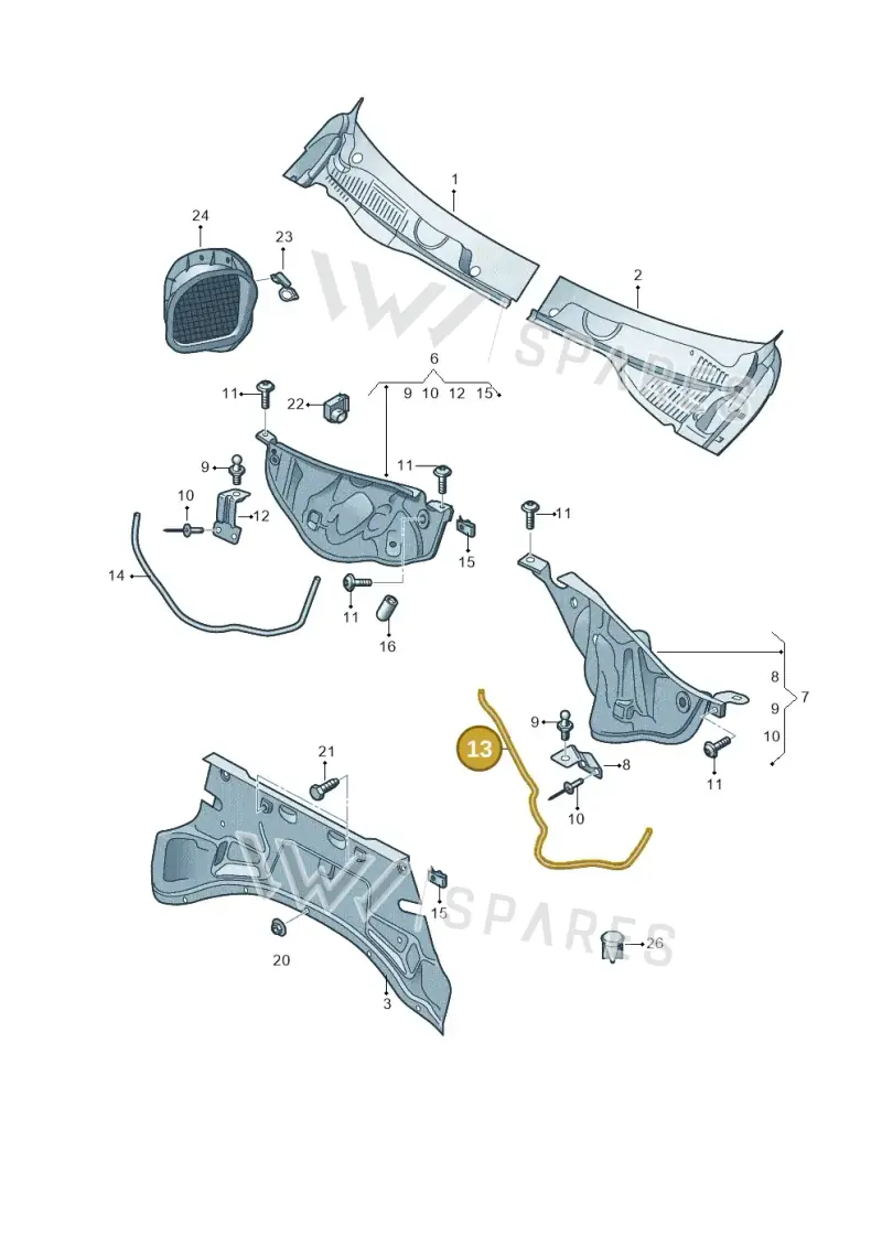 7P6819037 — Volkswagen Touareg BlueMotion (2014-2018) diagram 693819100, position 13
