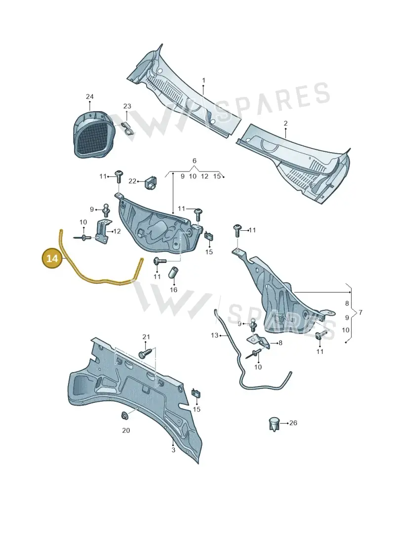 7P6819048 — Volkswagen Touareg BlueMotion (2014-2018) diagram 693819100, position 14