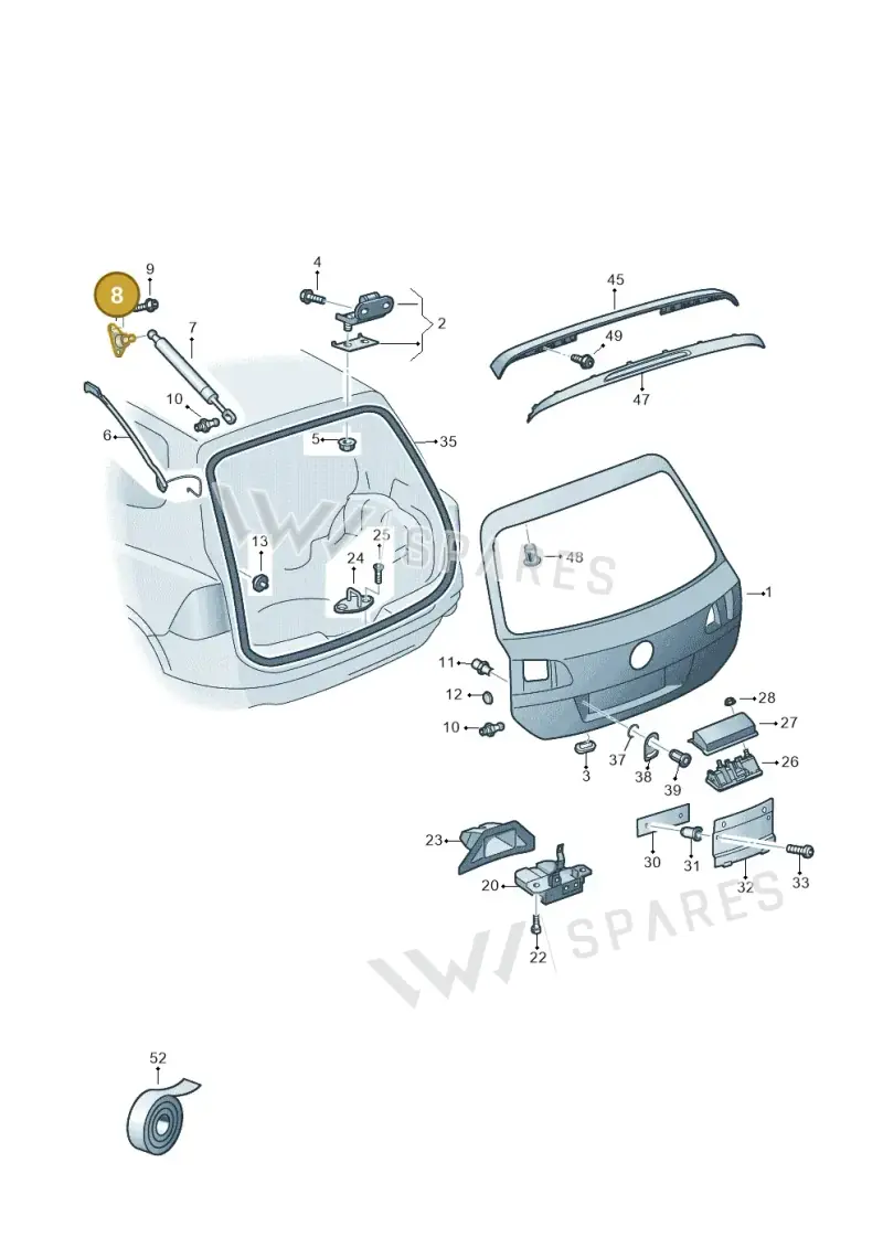 7P6827428C — Volkswagen Touareg BlueMotion (2014-2018) diagram 787827100, position 8