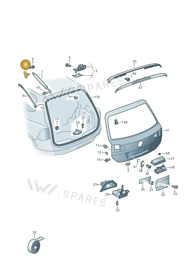 7P6827428 — Volkswagen Touareg BlueMotion (2014-2018) diagram 787827100, position 8