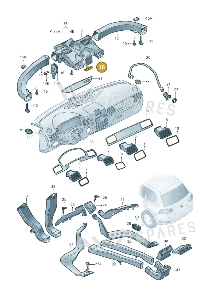7P6857995 — Volkswagen Touareg BlueMotion (2014-2018) diagram 693820130, position 18
