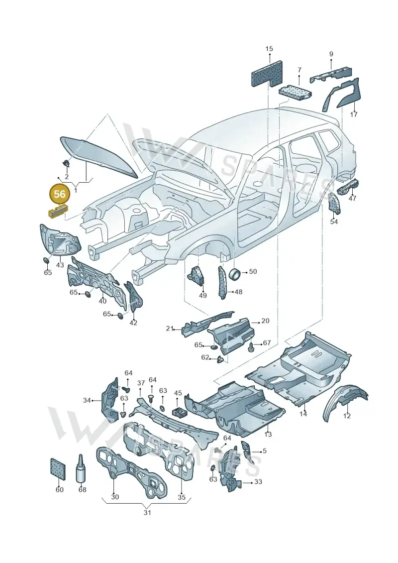 7P6864760 — Volkswagen Touareg BlueMotion (2014-2018) diagram 787863200, position 56