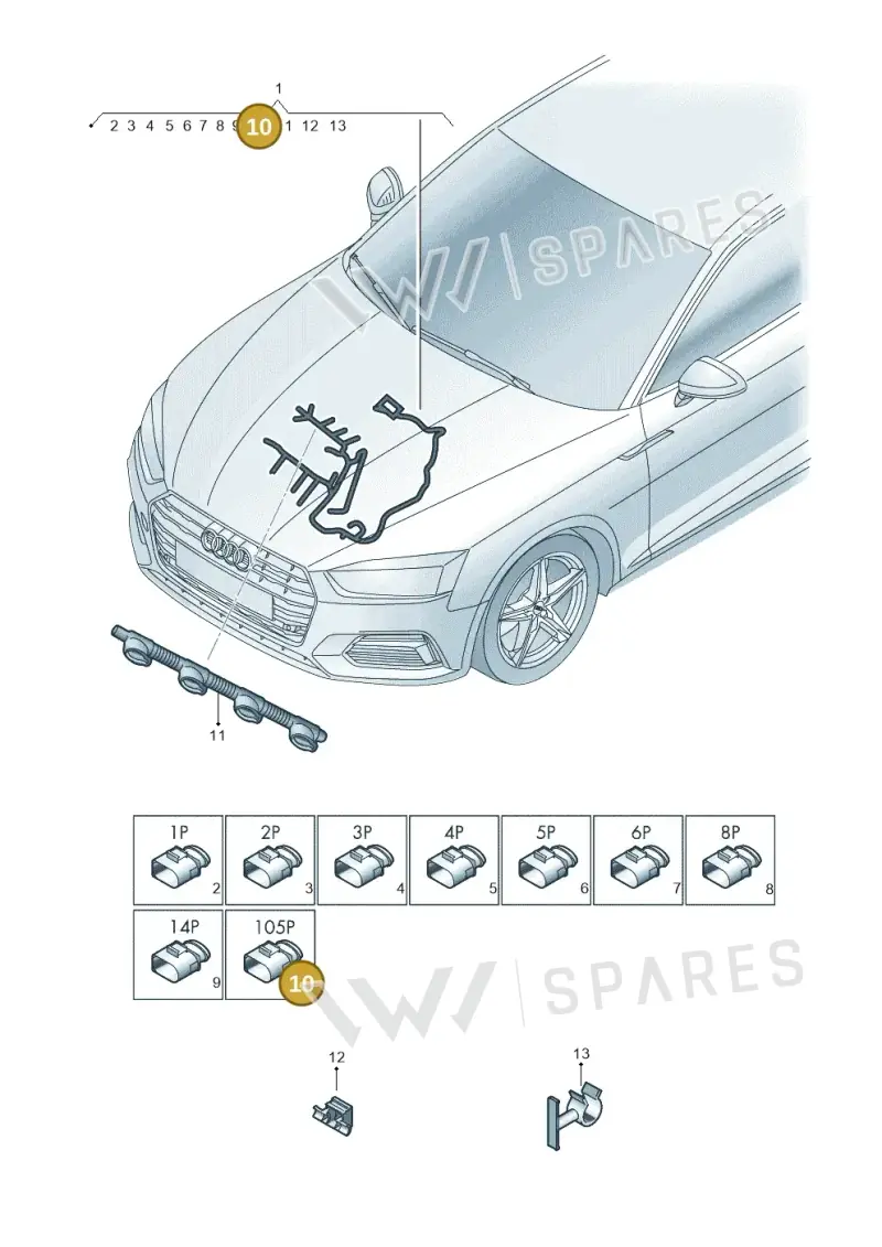 7P6906235 — Audi A5 Sportback (2016-2025) diagram 897971120, position 10