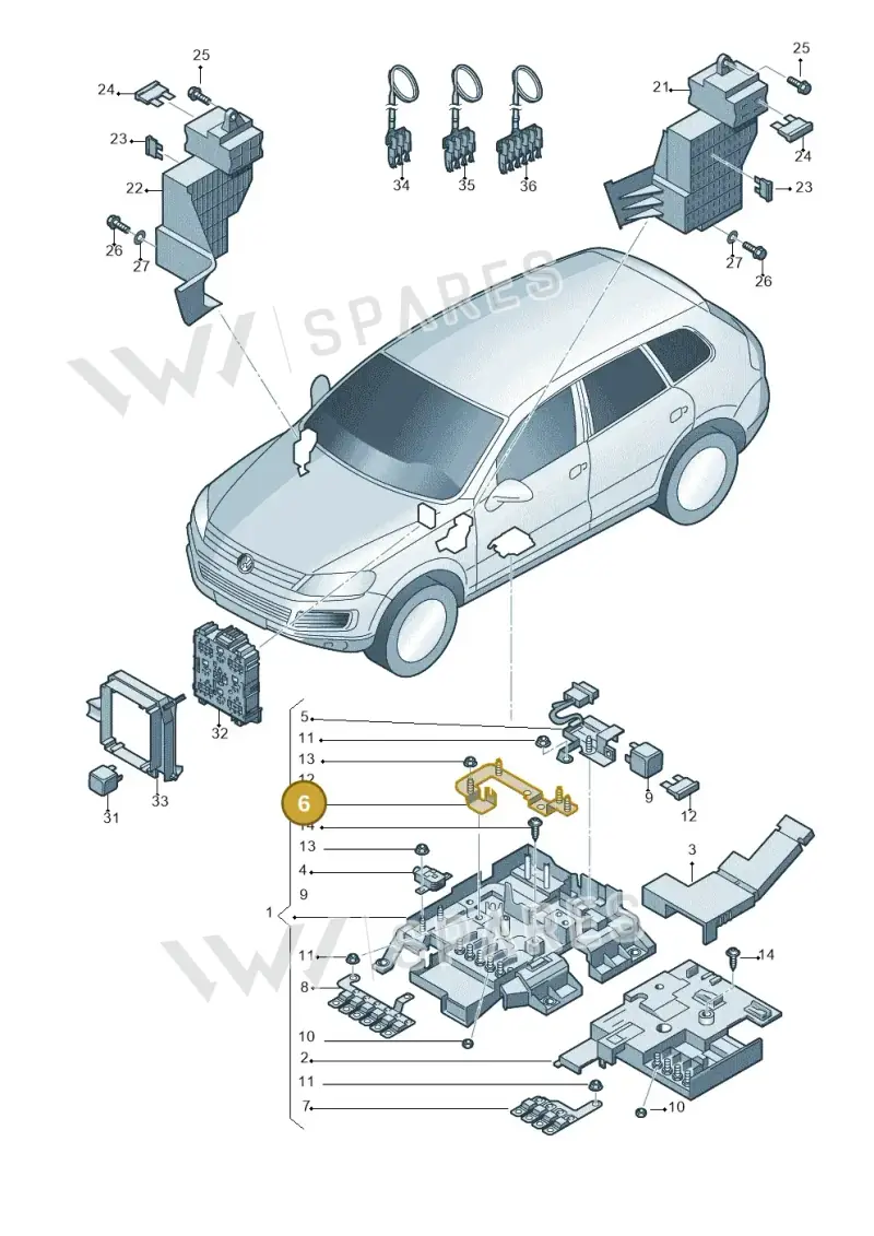 7P6937107 — Volkswagen Touareg BlueMotion (2014-2018) diagram 748937200, position 6