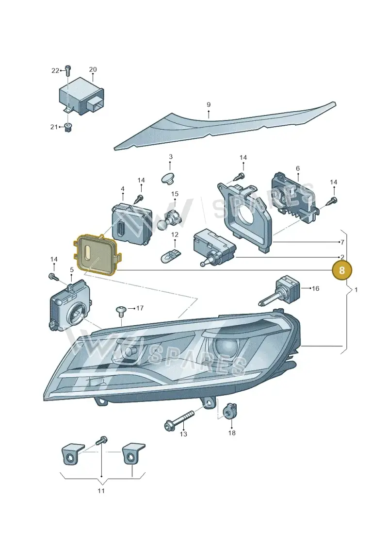 7P6941608B — Volkswagen Touareg BlueMotion (2014-2018) diagram 787941100, position 8