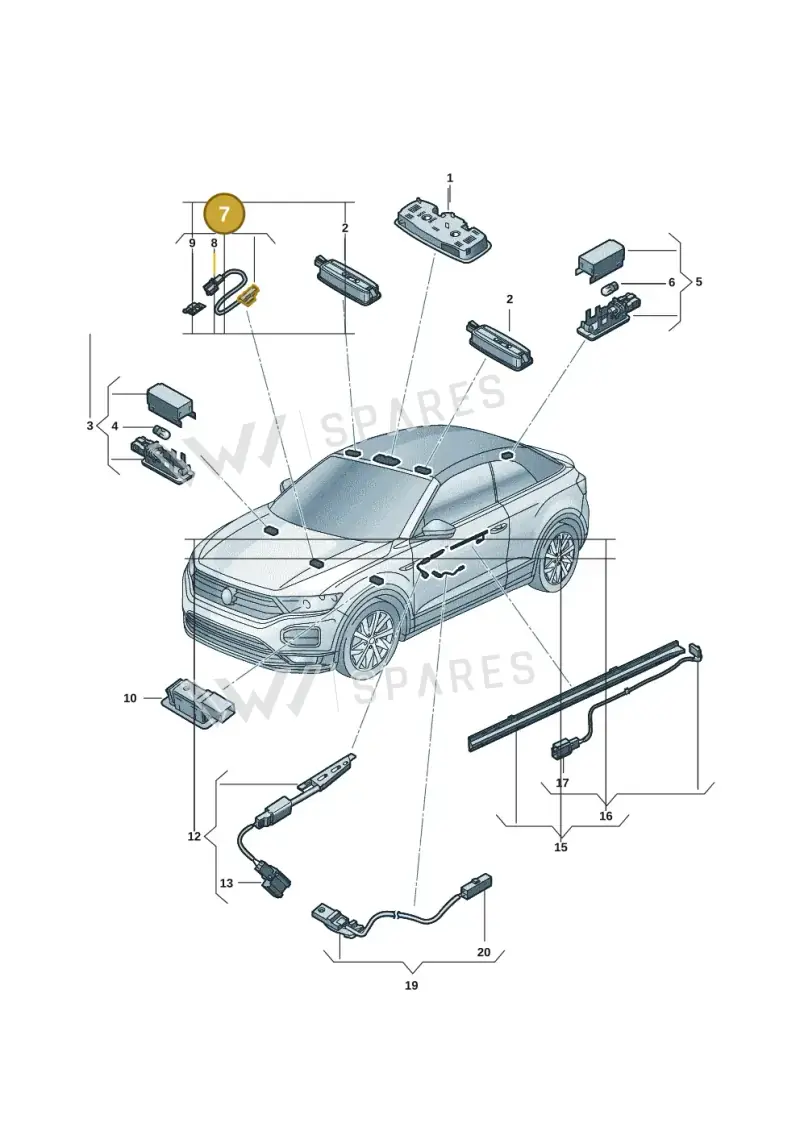 7P6947355D — Volkswagen T-Roc convertible 1.5 (2019-2024) diagram 2gk947000, position 7
