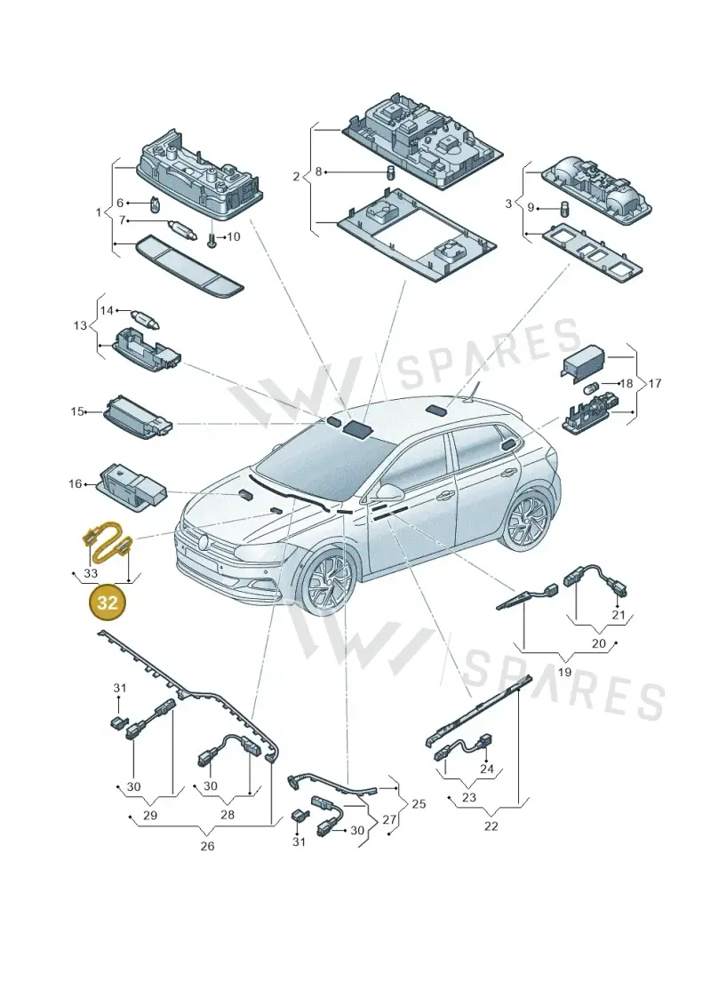 7P6947355D — Volkswagen Polo 1.0 BlueMotion (2017-2024) diagram 837947000, position 32