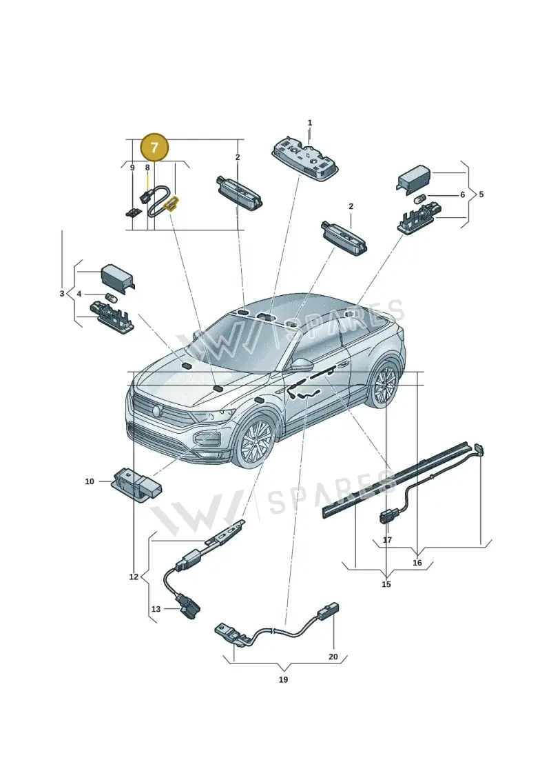 7P6947355E — Volkswagen T-Roc convertible 1.5 (2019-2024) diagram 2gk947000, position 7