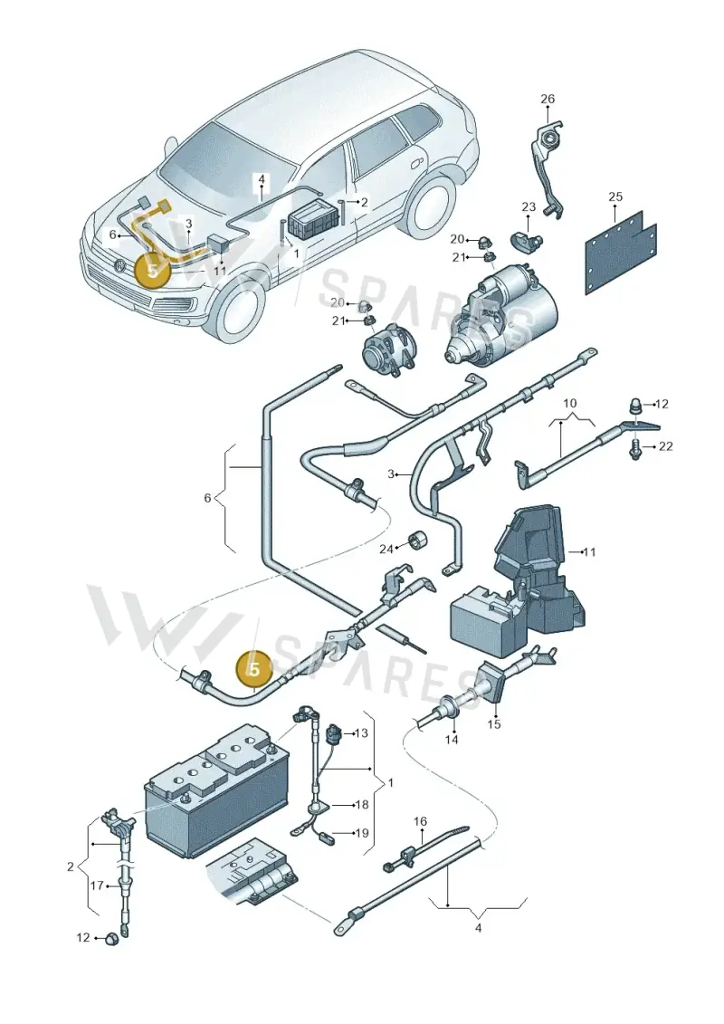 7P6971228B — Volkswagen Touareg BlueMotion (2014-2018) diagram 693971040, position 5