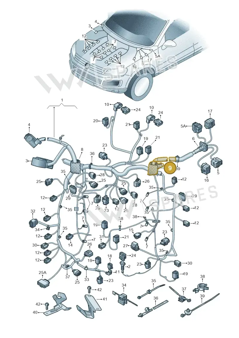 7P6971841A — Volkswagen Touareg BlueMotion (2014-2018) diagram 693971080, position 9
