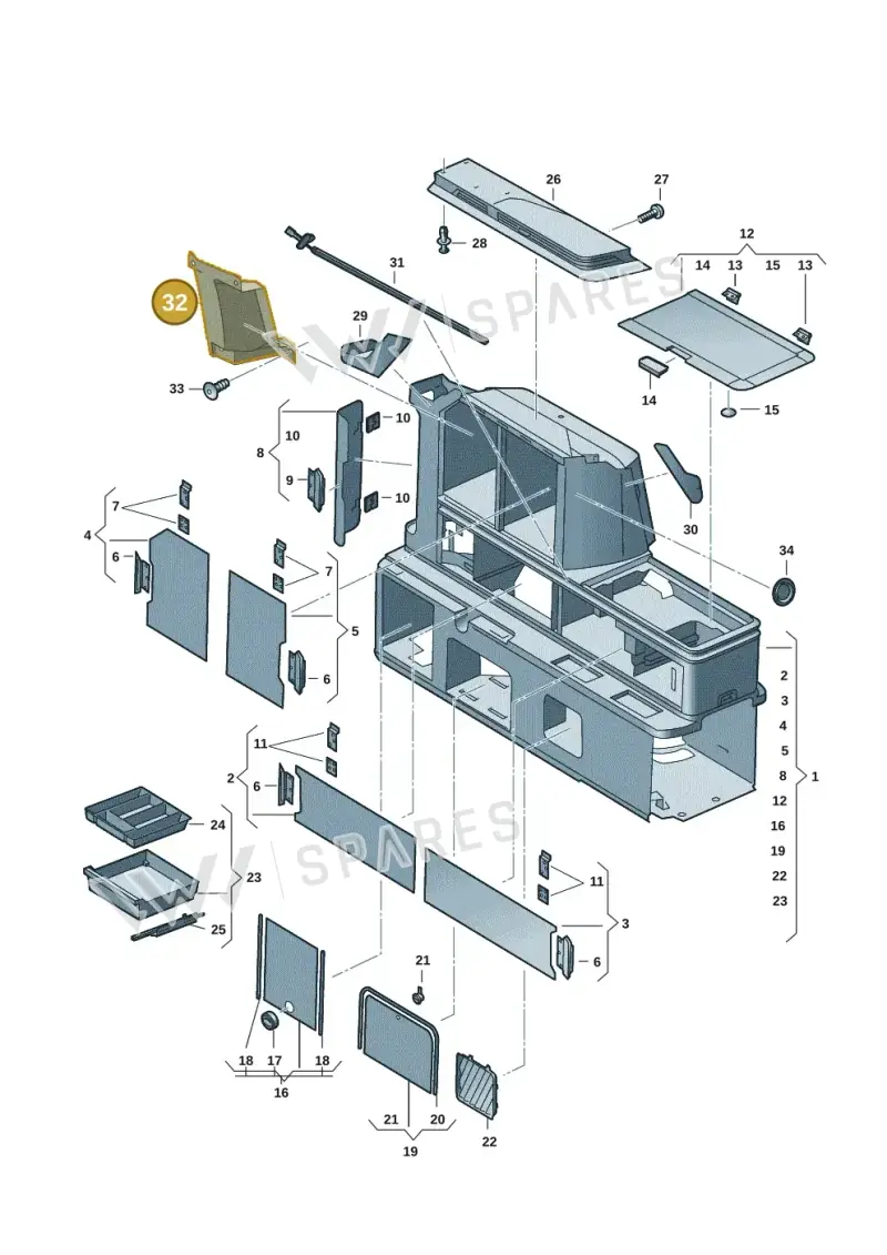 7T0067039A — Volkswagen Multivan (2021-) diagram 7t0068000, position 32
