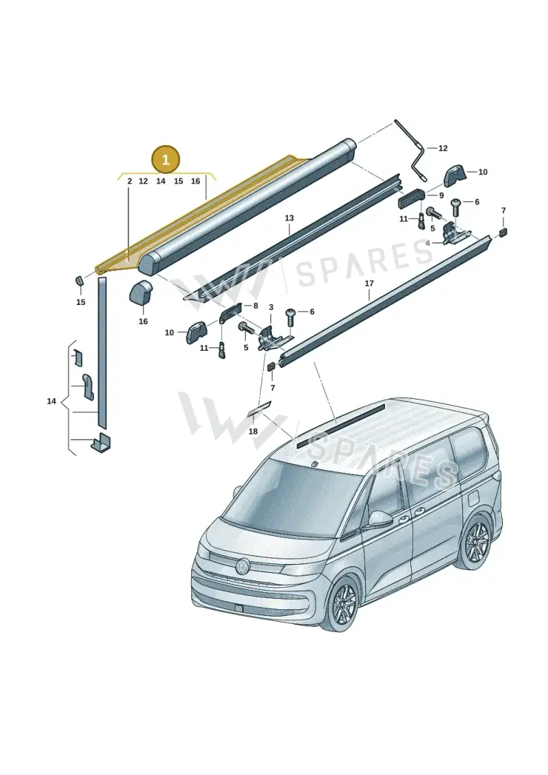 7T0067802B — Volkswagen Multivan (2021-) diagram 7t0067160, position 1