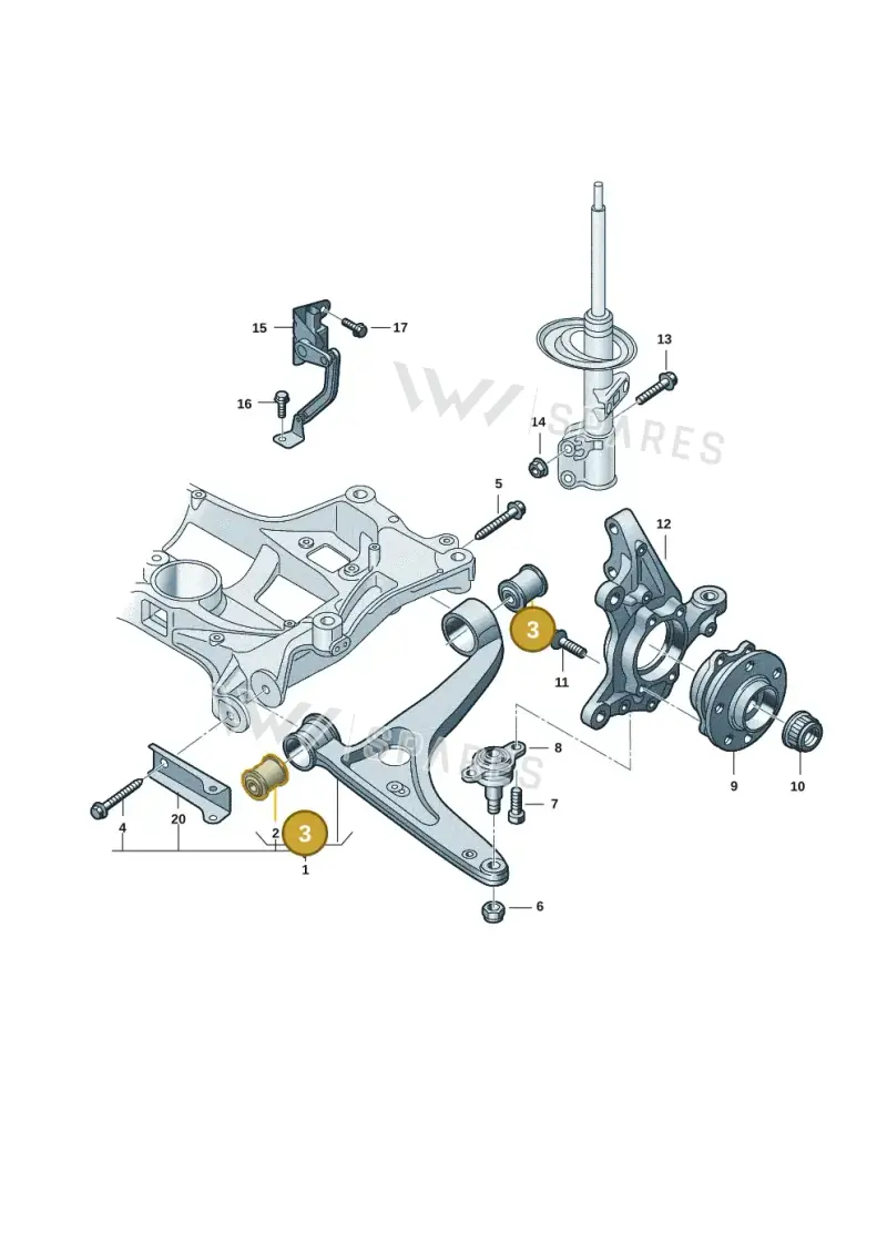 7T0407182A — Volkswagen Multivan (2021-) diagram 7t0407000, position 3