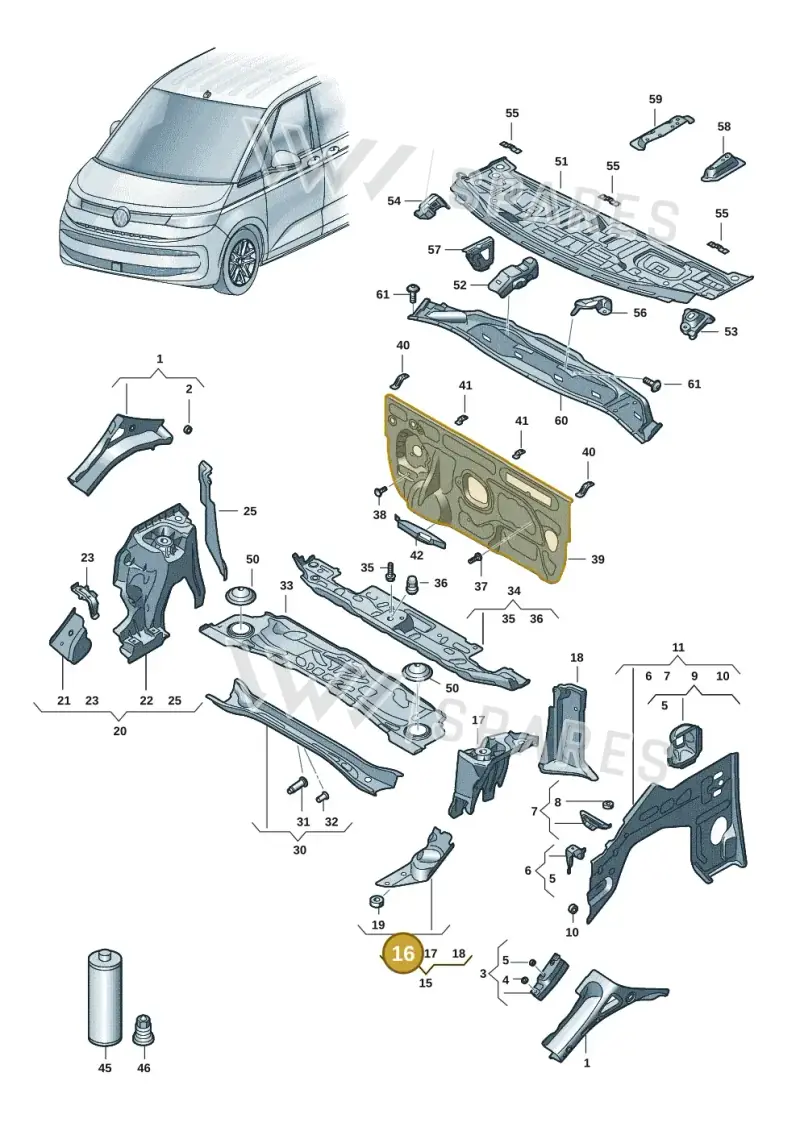 7T0805009 — Volkswagen Multivan (2021-) diagram 7t0805200, position 16