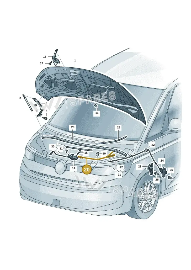 7T0823531A — Volkswagen Multivan (2021-) diagram 7t0823000, position 20