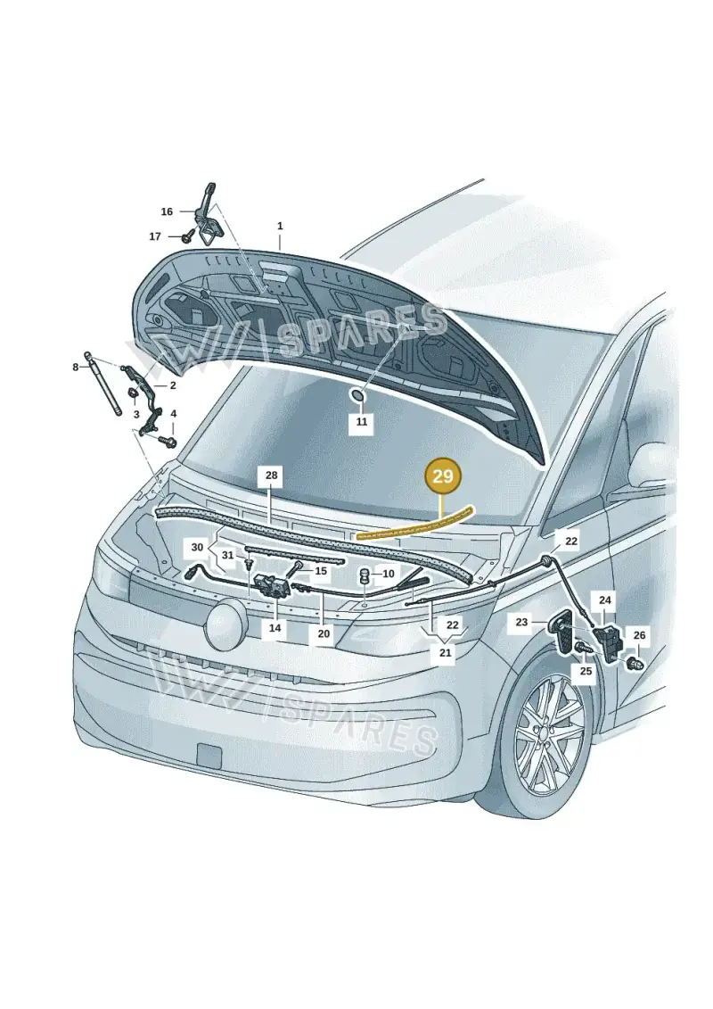 7T0823733A — Volkswagen Multivan (2021-) diagram 7t0823000, position 29