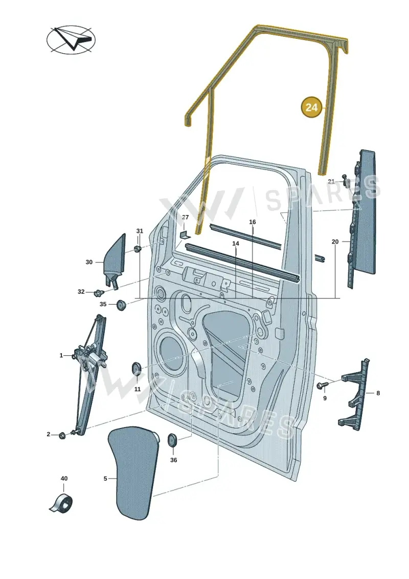 7T0837431E5AP — Volkswagen Multivan (2021-) diagram 7t0837500, position 24