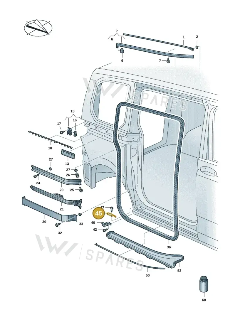 7T0843648A — Volkswagen Multivan (2021-2025) diagram 7t0843400, position 45