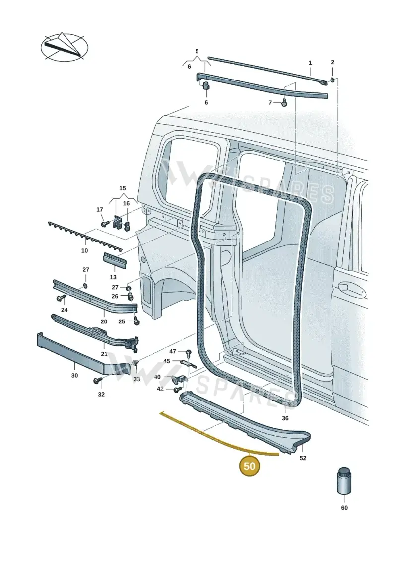 7T0843865B — Volkswagen Multivan (2021-) diagram 7t0843400, position 50