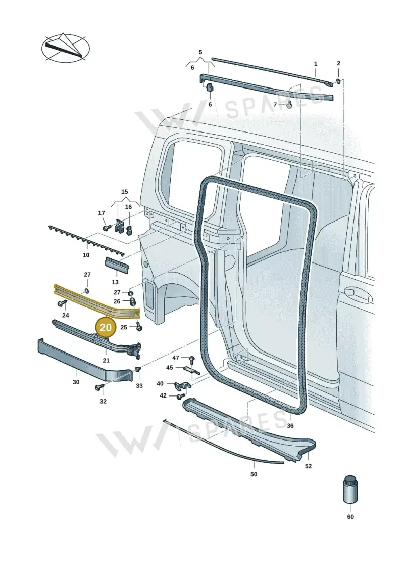 7T0843871H — Volkswagen Multivan (2021-) diagram 7t0843400, position 20