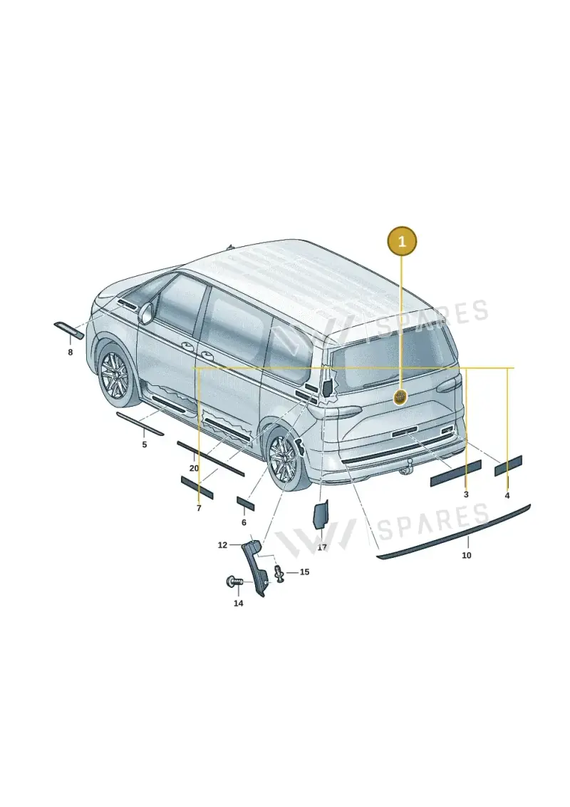 7T0853630ADPJ — Volkswagen Multivan (2021-) diagram 7t0853350, position 1
