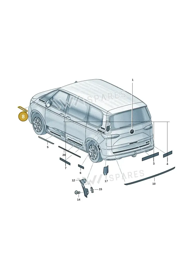 7T0853675HDPJ — Volkswagen Multivan (2021-) diagram 7t0853350, position 8