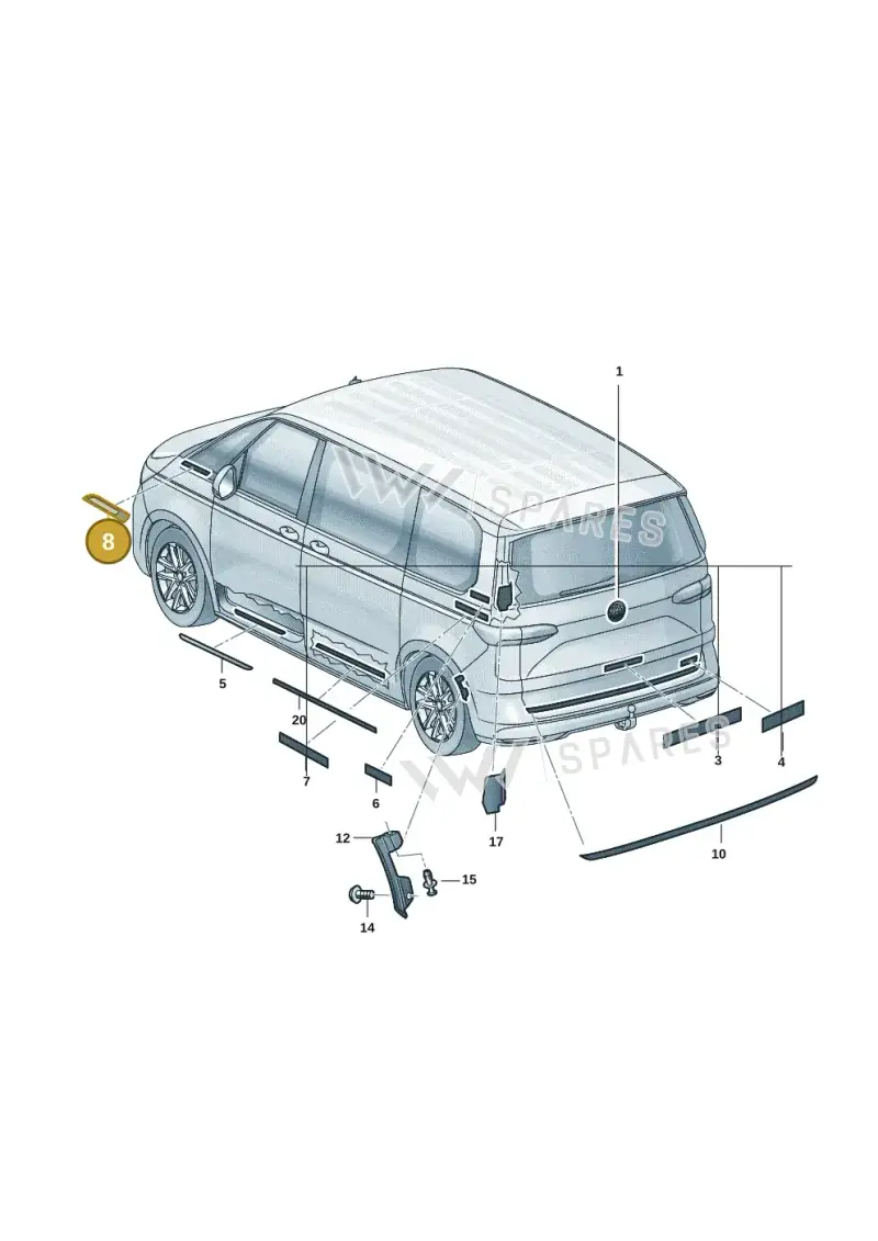 7T0853675NDPJ — Volkswagen Multivan (2021-) diagram 7t0853350, position 8