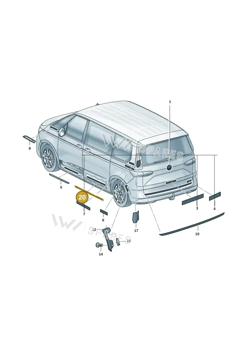 7T085380301C — Volkswagen Multivan (2021-) diagram 7t0853350, position 20