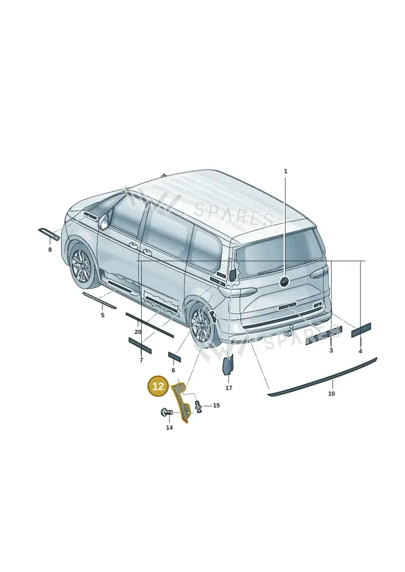 7T0853818A9B9 — Volkswagen Multivan (2021-) diagram 7t0853350, position 12