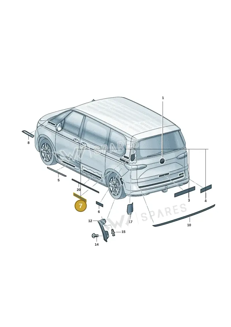 7T0853877AKSZ — Volkswagen Multivan (2021-) diagram 7t0853350, position 7