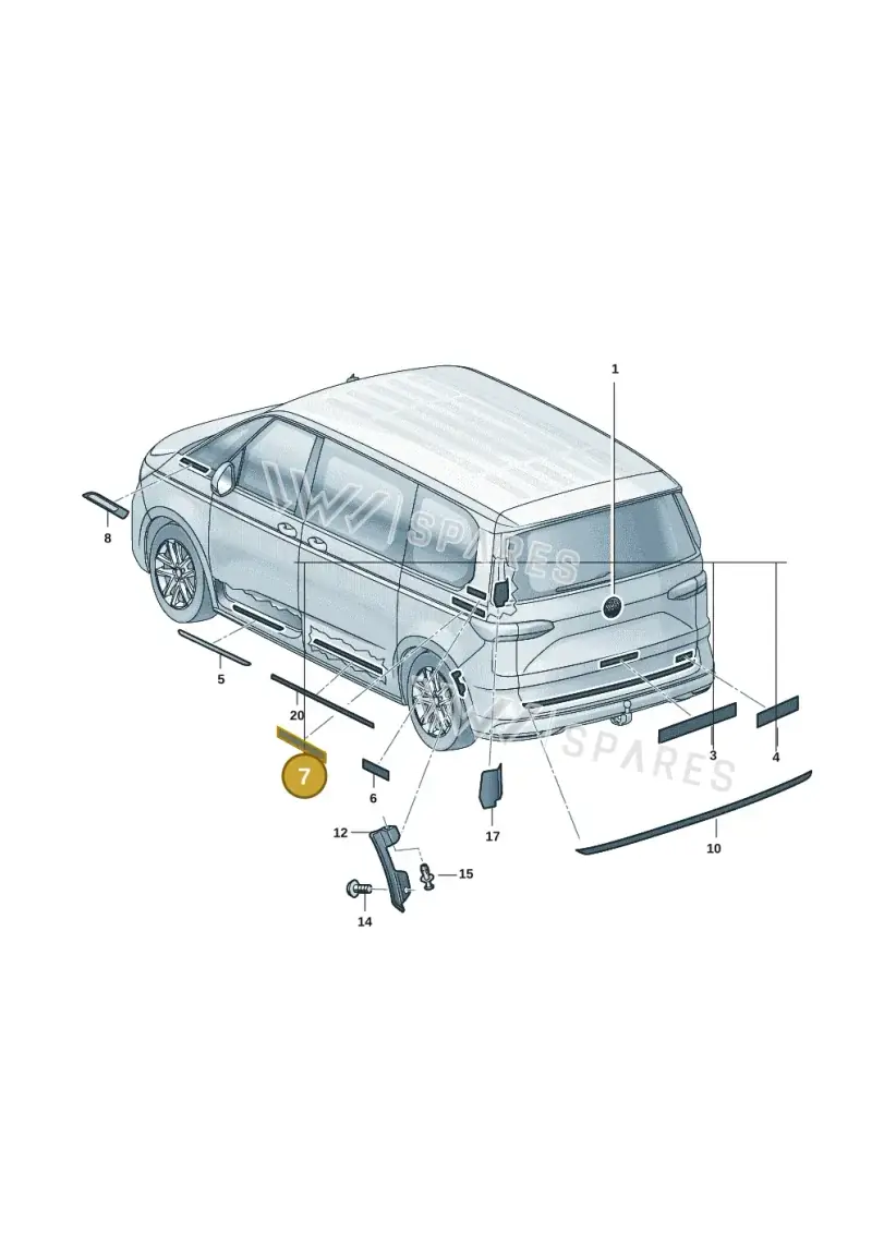 7T0853877BKSZ — Volkswagen Multivan (2021-) diagram 7t0853350, position 7